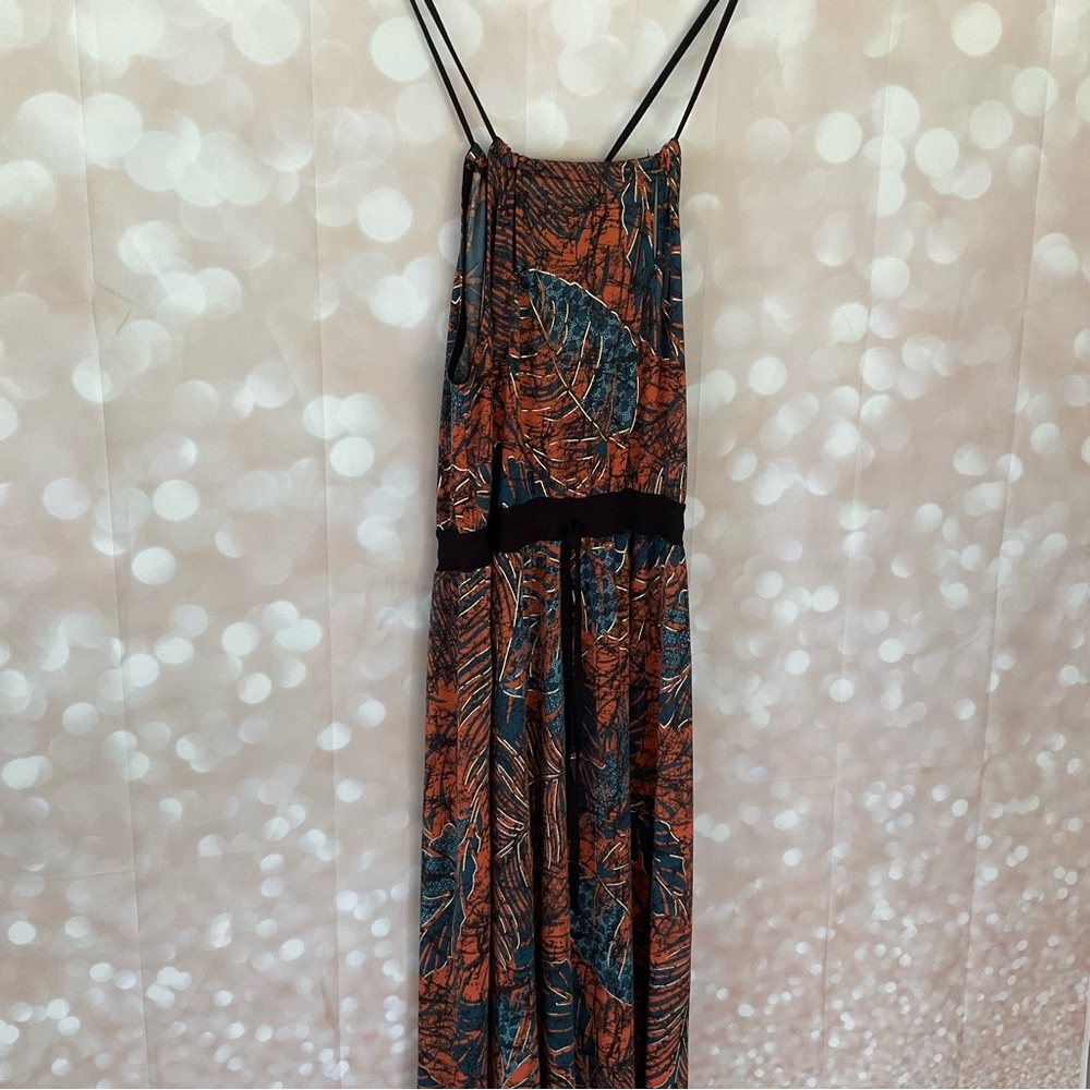 RIU Tropical Orange, Teal, & Gold Dress